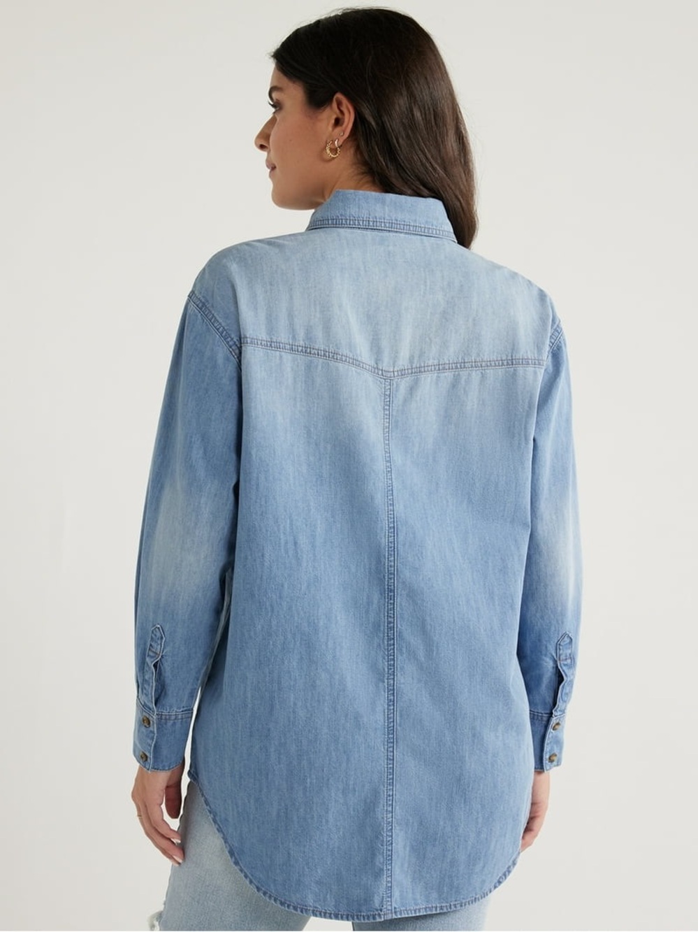SOFIA by Sofia Vergara Light Blue Denim Shirt with Red Tag - Picture 5 of 6